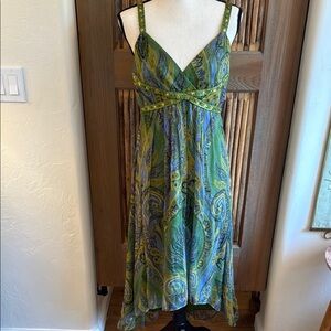 Laundry by Shelli Segal Green Paisley Women's Dress, 100% Silk, Size 6